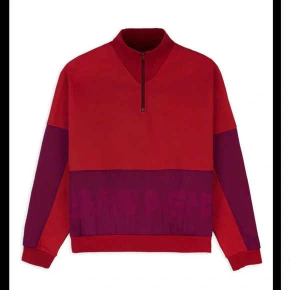 BRAIN DEAD GASTROMANIAC OVERLAY HALF
ZIP FLEECE - MAROON Men’s LARGE - Picture 1 of 8